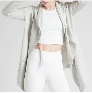 Athleta Vista Wrap Light Heather Gray Open Front Sweatshirt Jacket Small NWT!